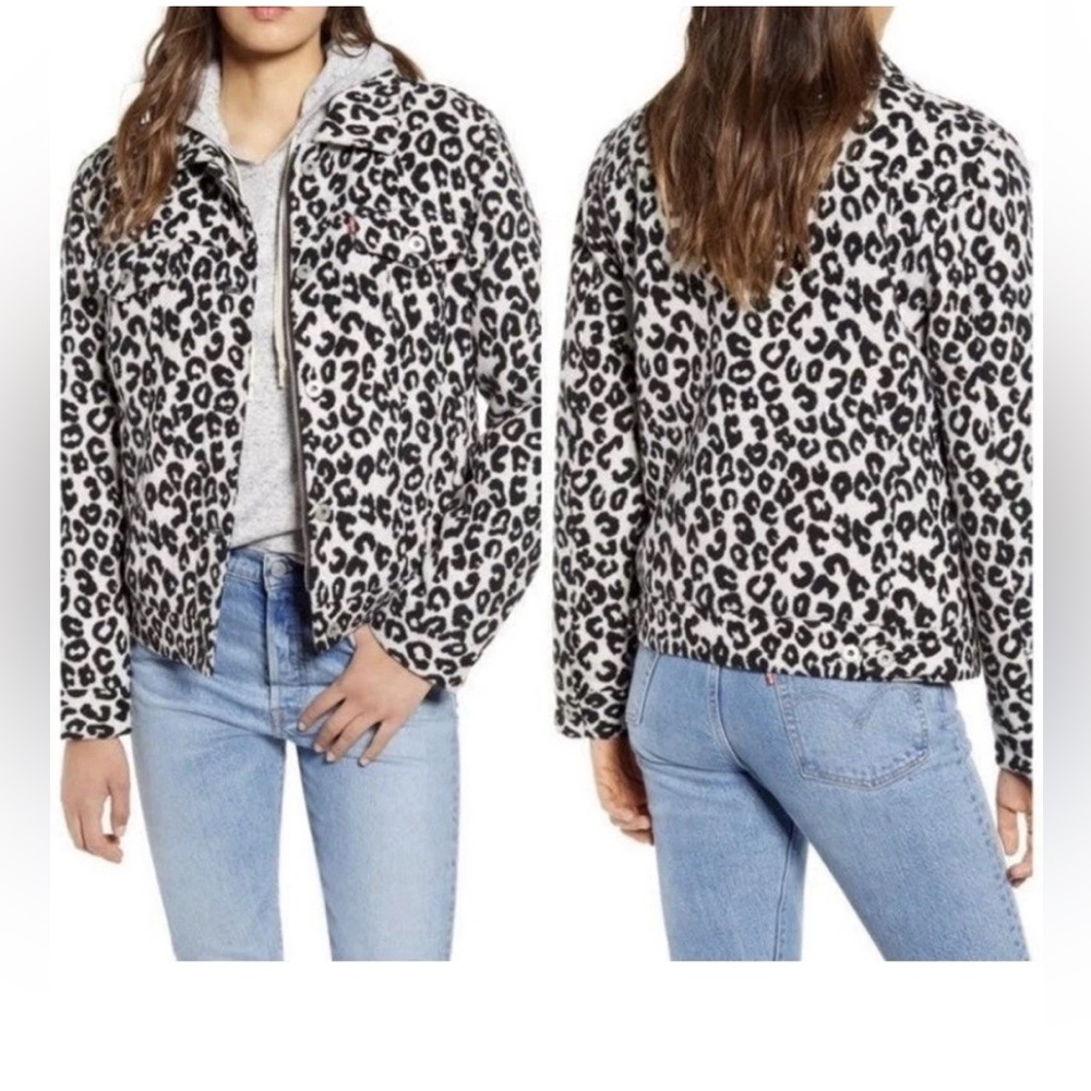 Levis Women XL/EG  Animal Print Casual Full Zip Melanie Bomber Jacket BLK & WHT